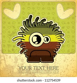 Monster on retro background