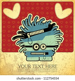 Monster on retro background