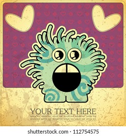 Monster on retro background