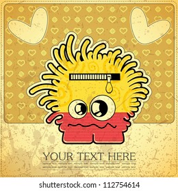 Monster on retro background