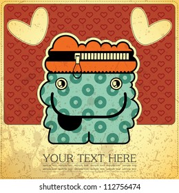 Monster on retro background