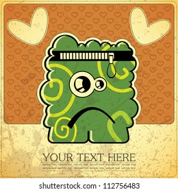 Monster on retro background