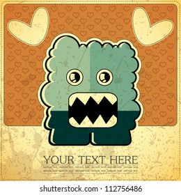 Monster on retro background