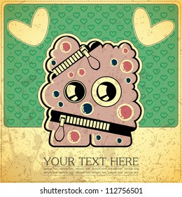Monster on retro background