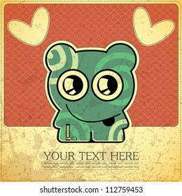 Monster on retro background