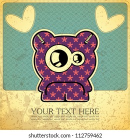Monster on retro background
