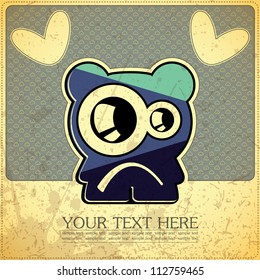 Monster on retro background