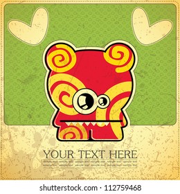 Monster on retro background