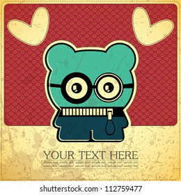 Monster on retro background