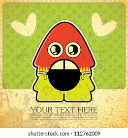 Monster on retro background