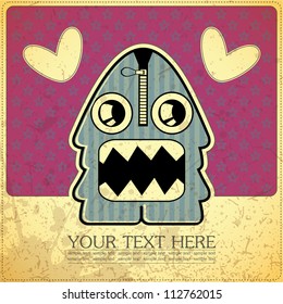 Monster on retro background
