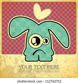 Monster on retro background