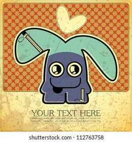 Monster on retro background