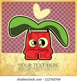 Monster on retro background