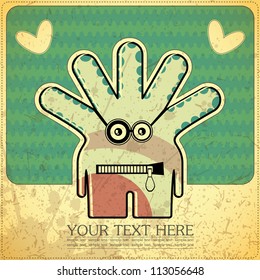 Monster on retro background