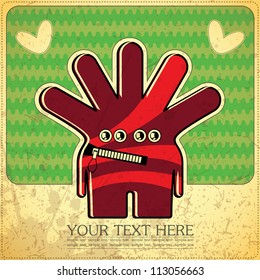 Monster on retro background