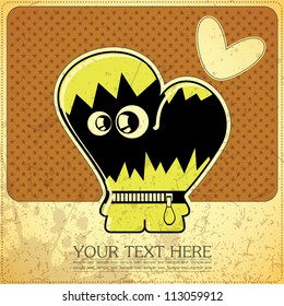 Monster on retro background