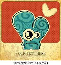 Monster on retro background