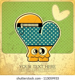Monster on retro background