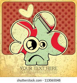 Monster on retro background