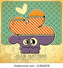 Monster on retro background