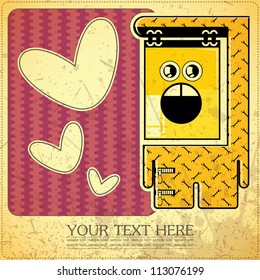 Monster on retro background