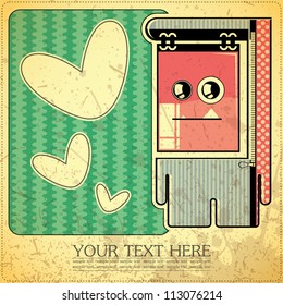 Monster on retro background