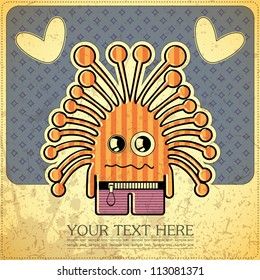Monster on retro background