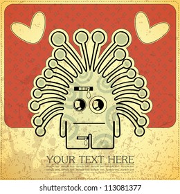 Monster on retro background