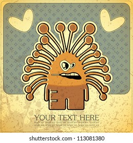 Monster on retro background