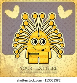 Monster on retro background