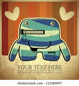 Monster on retro background
