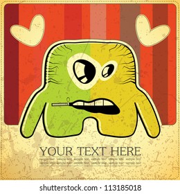 Monster on retro background