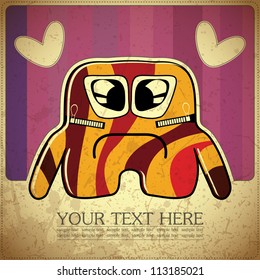 Monster on retro background