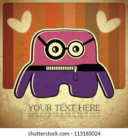 Monster on retro background