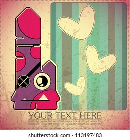 Monster on retro background
