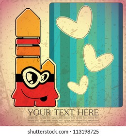 Monster on retro background