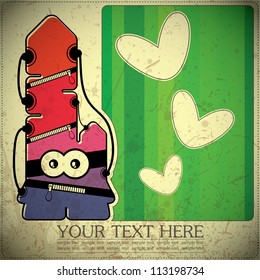 Monster on retro background