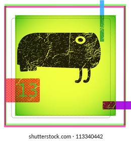 Monster on retro background