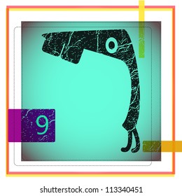 Monster on retro background