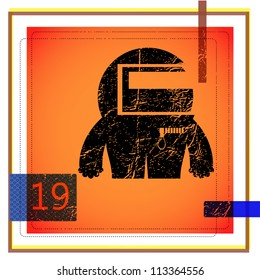 Monster on retro background