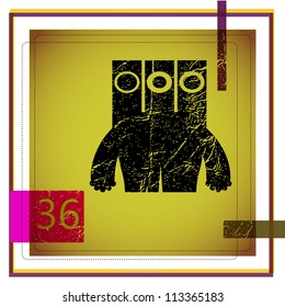 Monster on retro background