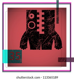 Monster on retro background