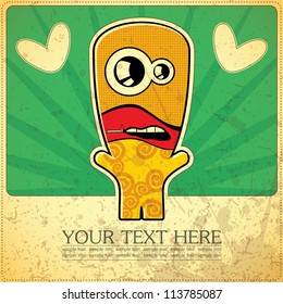 Monster on retro background