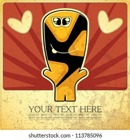 Monster on retro background