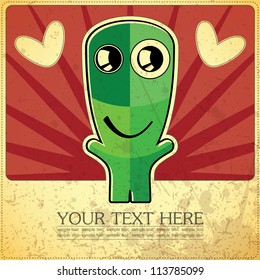 Monster on retro background