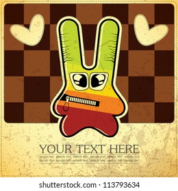 Monster on retro background