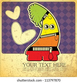 Monster on retro background