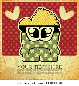 Monster on retro background
