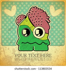Monster on retro background